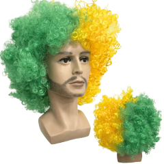Peruca Black Power volumosa festa futebol time torcida cores - loja online