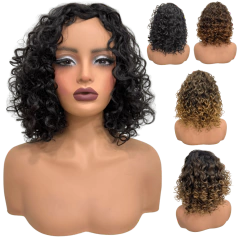 Peruca cacheada curta 30cm orgânico premium confortável