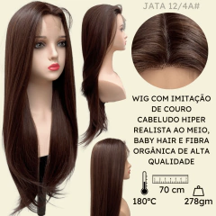 Imagem do Peruca lisa longa repicada repartição fixa ao meio lace wig