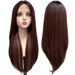 Peruca lisa longa repicada repartição fixa ao meio lace wig - Perucas & Laces LIONSWIG