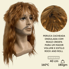 Imagem do Peruca rock heavy metal anos 60 70 80 ondulada volumosa friz