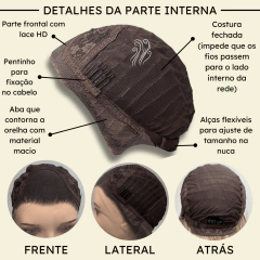 Peruca front lace HD orgânica 13x2 lisa super natural 60cm