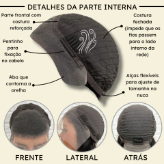 Front lace humana peruca curta bob 35cm preta natural 13x4 na internet