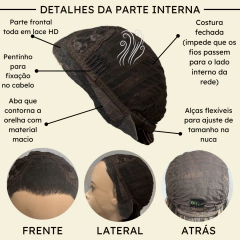 Peruca front lace HD orgânica lisa longa comprida premium