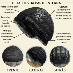 Imagem do Peruca curta com franja unissex orgânica lisa repicada