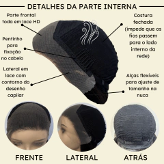 Peruca front lace HD humana ondulada castanho escuro 55cm na internet