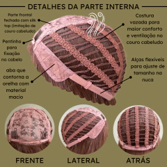 Peruca longa ondulada com franja wig fibra premium 65cm - Perucas & Laces LIONSWIG