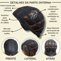 Peruca lisa repicada com franja 45cm orgânica premium na internet