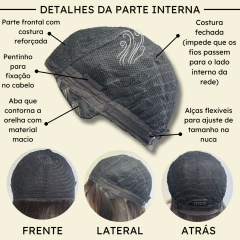 Peruca lisa com franja longa 90cm repicada orgânica premium