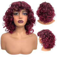 Peruca cacheada curta marsala ombre hair encaracolada 39