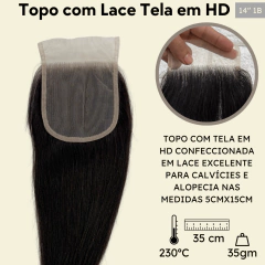 Prótese topo capilar humano preto natural lace hd 11x11