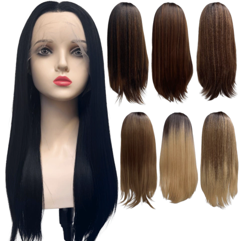 Peruca front lace HD orgânica 13x2 lisa super natural 60cm