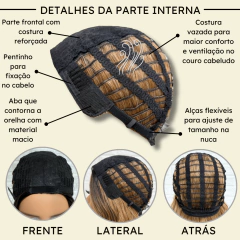 Peruca ombre hair curta média castanho loira com mechas 35cm na internet