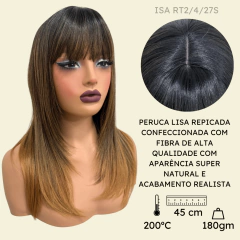 Peruca lisa repicada com franja 45cm orgânica premium - comprar online