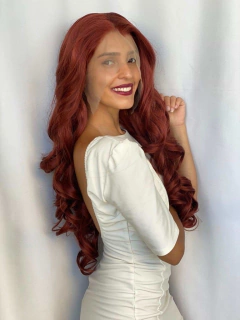 Imagem do Peruca front lace 13x2 80cm ruiva ondulada cacheada premium