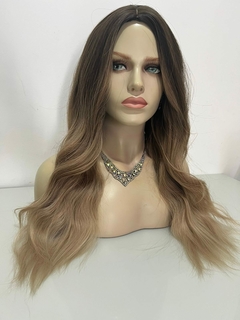 Peruca loira com mechas ombre hair repartição fixa silk top - loja online