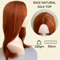 Peruca Ruiva Lisa Ondulado Silk Top Divisão No Meio 50cm - comprar online