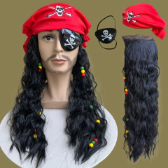 Peruca pirata com Tapa olho bandana one piece capitão jack na internet