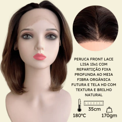Peruca front lace média curta orgânica futura super natural HD - loja online