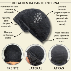 Peruca cacheada ondulada 55cm organica premium volumosa