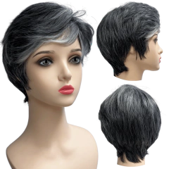 Peruca curta com franja unissex orgânica lisa repicada - Perucas & Laces LIONSWIG