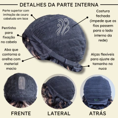 Peruca cacheada curta preta humana com franja e lace no topo - comprar online