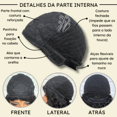 Peruca cacheada média ondulada 45cm encaracolada organica