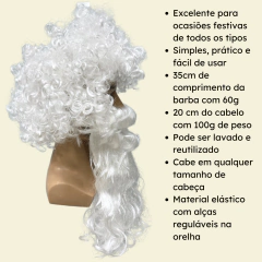 Peruca papai noel branca com barba longa monge mago idoso - comprar online