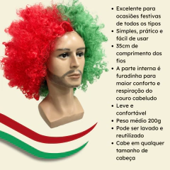 Peruca Black Power volumosa festa futebol time torcida cores na internet