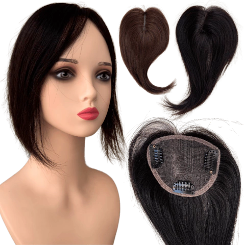 Prótese capilar humana HD Lace topo com tic-tac prendedores