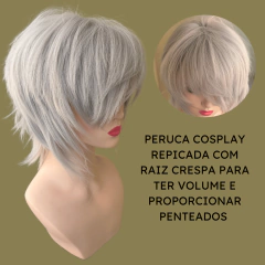 Peruca cosplay repicada curta anime personagem fibra premium na internet