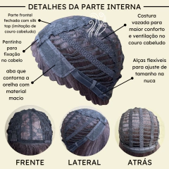 Peruca longa ondulada com franja wig fibra premium 65cm na internet