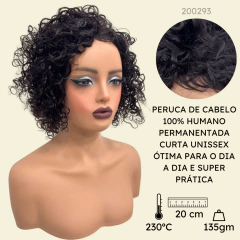 Peruca Humana Castanho Escuro Curto Médio Cacheada Wig - comprar online