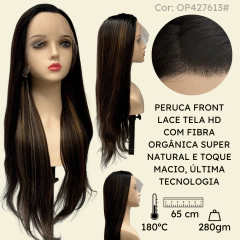 Imagem do Peruca front lace HD orgânica lisa longa comprida premium
