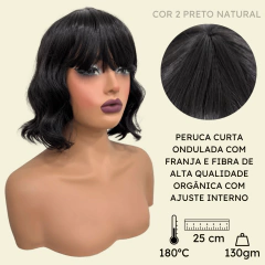 Imagem do Peruca curta c/ franja ondulada ombre orgânica premium 25cm