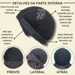 Peruca curta c/ franja ondulada ombre orgânica premium 25cm - Perucas & Laces LIONSWIG
