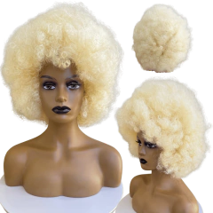 Peruca Cacheada Crespa Black Power Volumosa Loira Claro Anjo