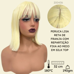 Peruca lisa loira claro branco platinada orgânica 30cm long bob - comprar online