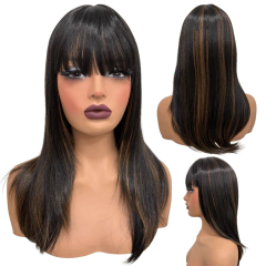 Peruca lisa repicada com franja 45cm orgânica premium - Perucas & Laces LIONSWIG