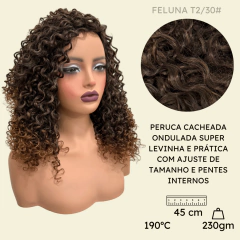 Peruca cacheada média ondulada 45cm encaracolada organica na internet