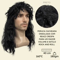 Peruca rock heavy metal anos 60 70 80 ondulada volumosa friz na internet