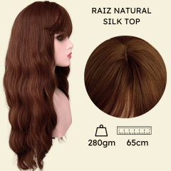 Peruca longa ondulada com franja wig fibra premium 65cm - Perucas & Laces LIONSWIG