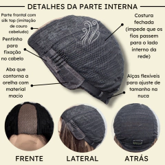 Peruca lisa longa repicada repartição fixa ao meio lace wig