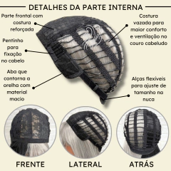 Peruca Cruela lisa preta metade cinza platinado com silk top na internet