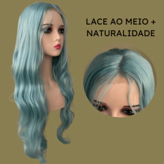 Peruca Mini Lace Meio Lisa Ondulada Futura Azul Claro Bebê - loja online