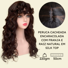 Peruca encaracolada ondulada cacheada com franja orgânica - comprar online