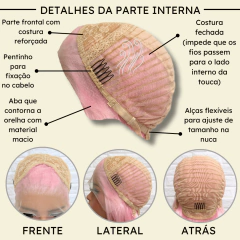 Peruca front lace 13x3 80cm lisa ondulada futura orgânica