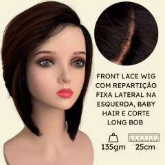 Peruca Front Lace Wig Long Bob Orgânica Curta Bio Fibra