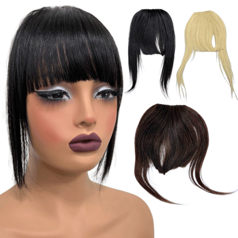 Franja postiça aplique cabelo humano natural topo preto loiro e castanho