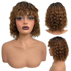 Peruca curta c/ franja loiro mel 25cm ondulada 1B/C30D/C27E